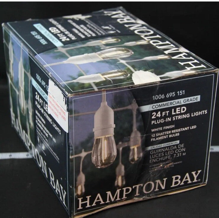 ! HAMPTON BAY Indoor/Outdoor 24 ft. 12-Light Plug-In Edison Bulb String Light HAMPTON BAY - KOEEK