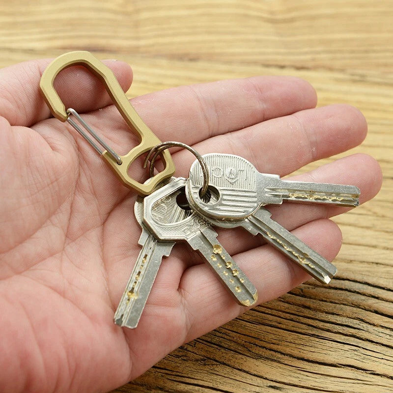 Solid Brass Carabiner Key Ring Key Chain Buckle Clip Snap Hook Handbag Clasp EDC 07FC0E-D4 - KOEEK