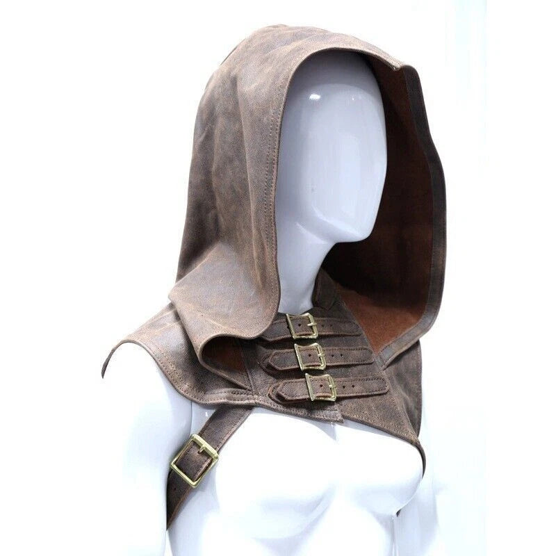 Medieval Buckle Cosplay Shoulder Armor Cloak Leather Headsuit Retro Renaissance 07FC0E-D4 - KOEEK
