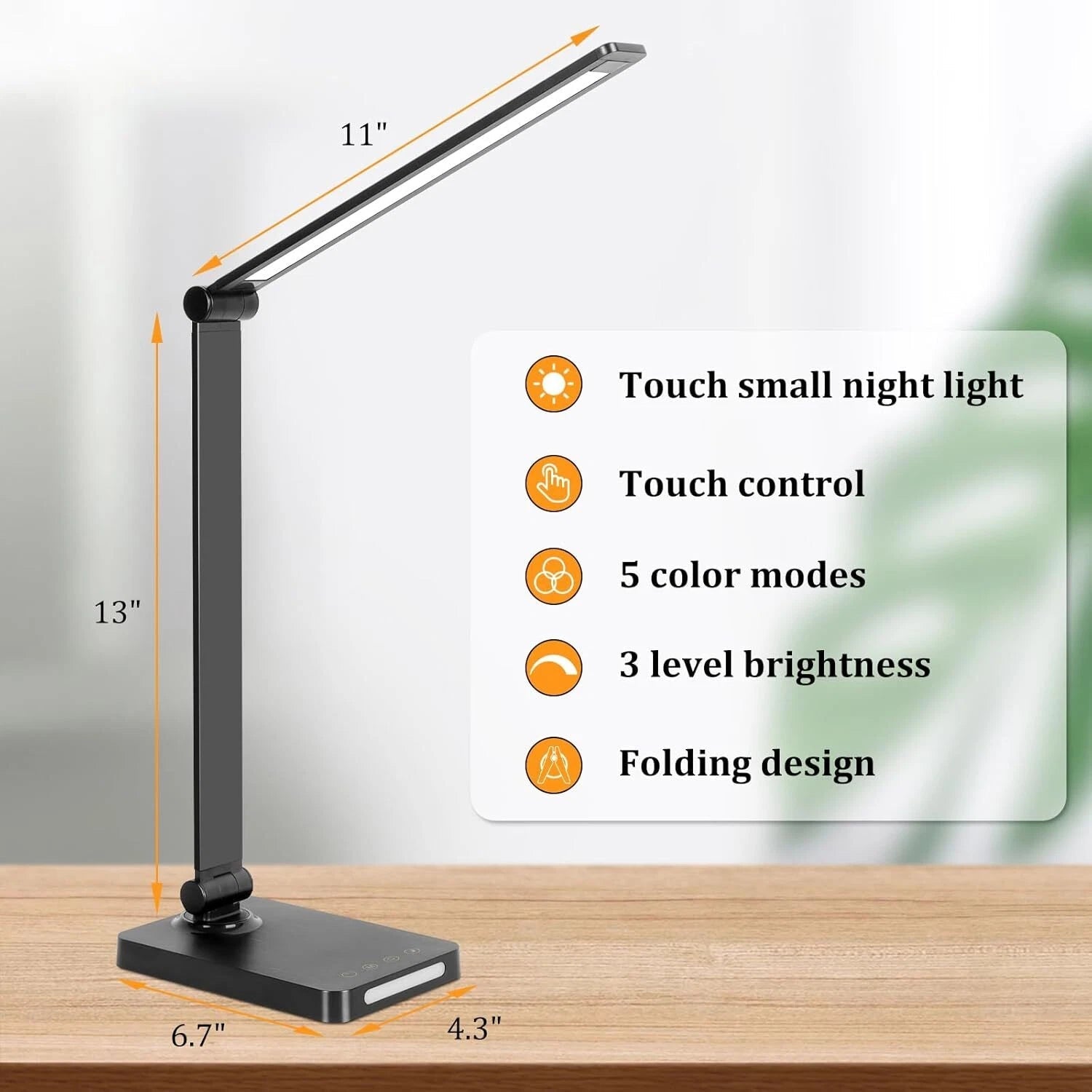 LED Desk Lamp with USB Ports,Touch Desk Lamps for Home Office with 5 Color Modes 07FC0E-D4 - KOEEK