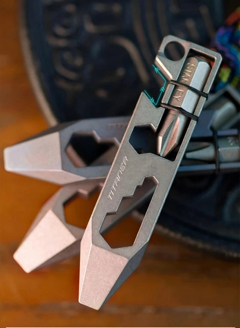 EDC Titanium Pry Bar Crowbar Bottle Opener Screwdriver Wrench Pocket Multi Tools 07FC0E-D4 - KOEEK