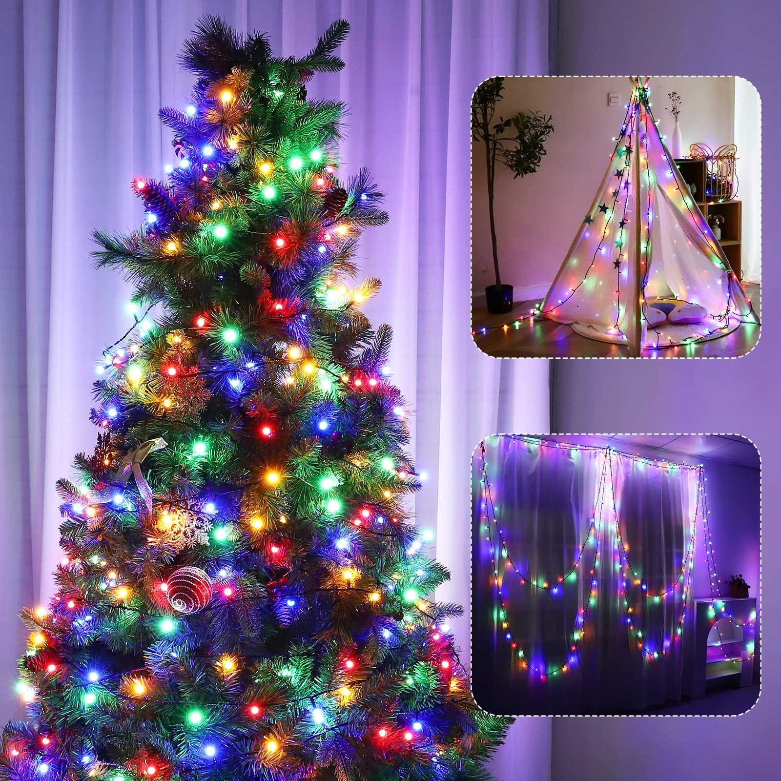 300 LED Multi-Colored Outdoor Christmas Globe String Lights, 105ft, 8 Modes, ... 07FC0E-D4 - KOEEK