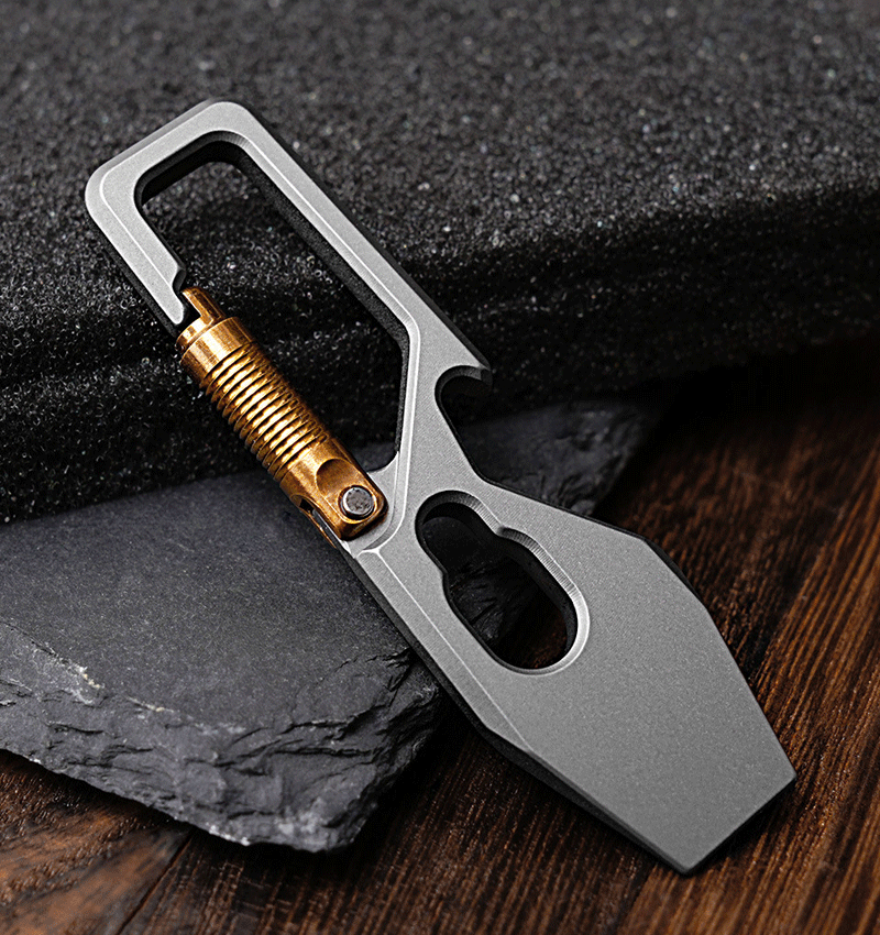 Titanium Keychain Pry Bar Crowbar Bottle Opener with Carabiner EDC Multi Tools 07FC0E-D4 - KOEEK