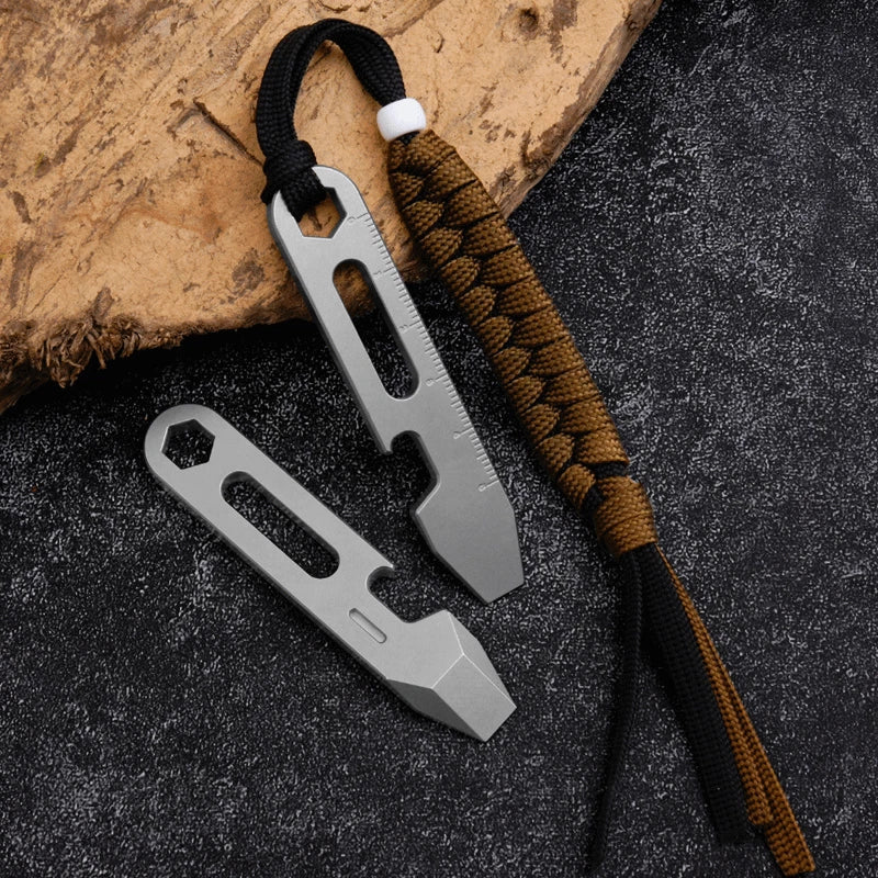 1PC Outdoor Mini Titanium Alloy Keychain Pry Bar Crowbar Opener EDC Multi Tools 07FC0E-D4 - KOEEK