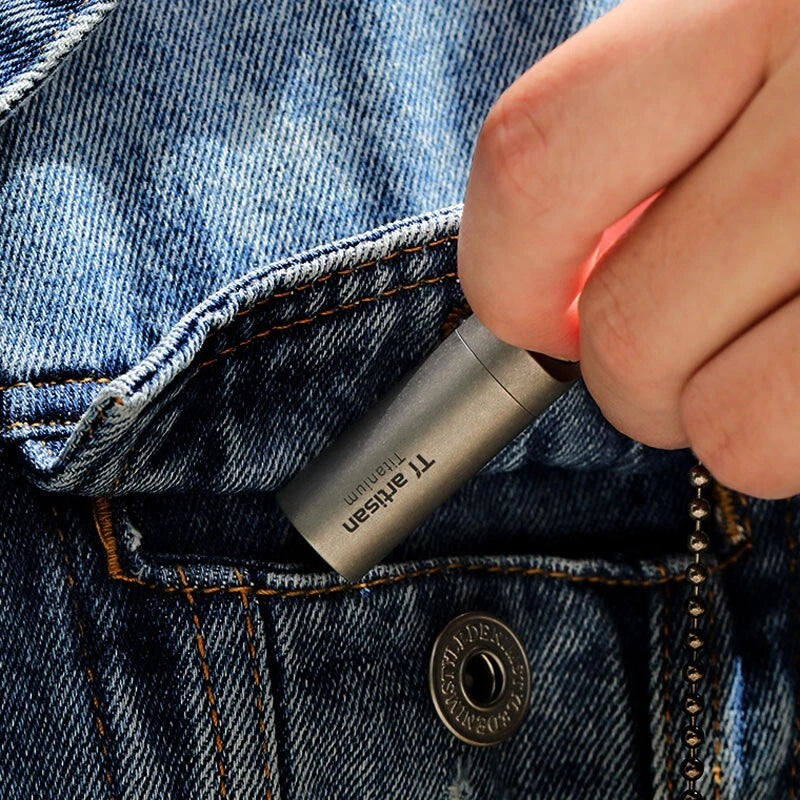 EDC Titanium Waterproof Box Sealed Storage Tank Portable Pill Container Keychain 07FC0E-D4 - KOEEK