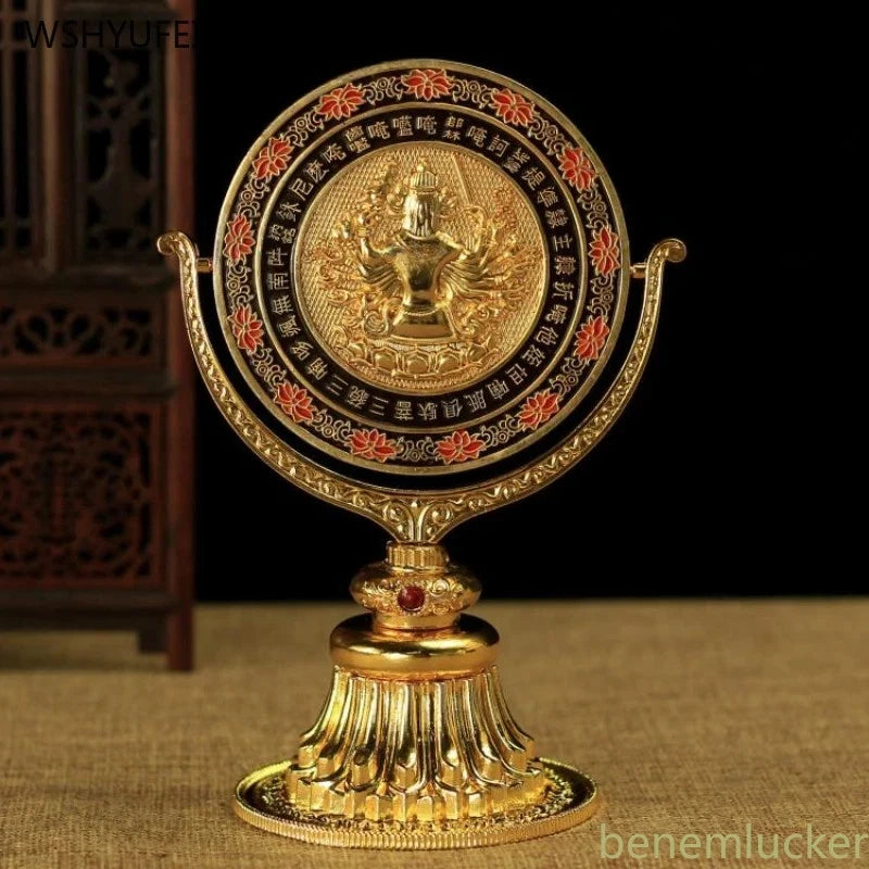 16cm Copper Enamel Mirror Tibetan Tantric Buddhism Supplies Feng Shui Decoration 07FC0E-D4 - KOEEK