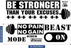 new Zonon 3 Pieces Gym Wall Decal, Be Stronger Than Your Excuses, No White, Black ZONON - KOEEK