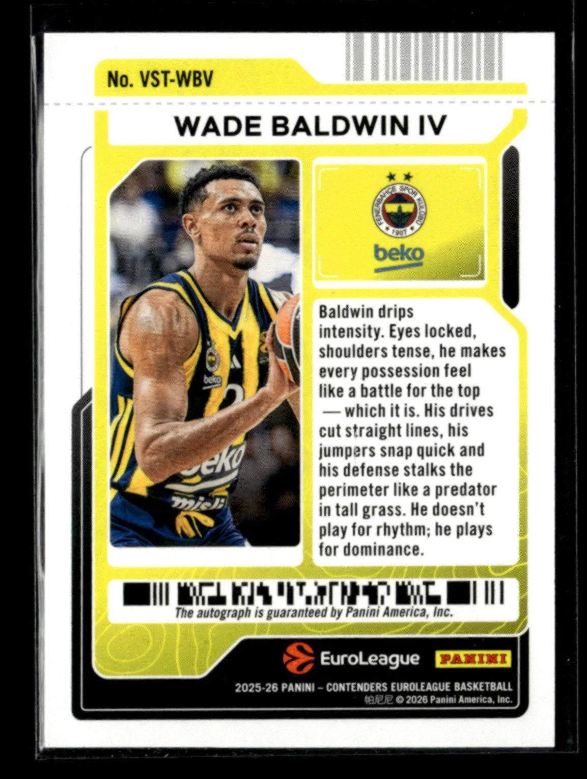 Wade Baldwin IV 2025-26 Contenders Euroleague Veteran Ticket Auto Laser [wyf251 07FC0E-D4 - KOEEK
