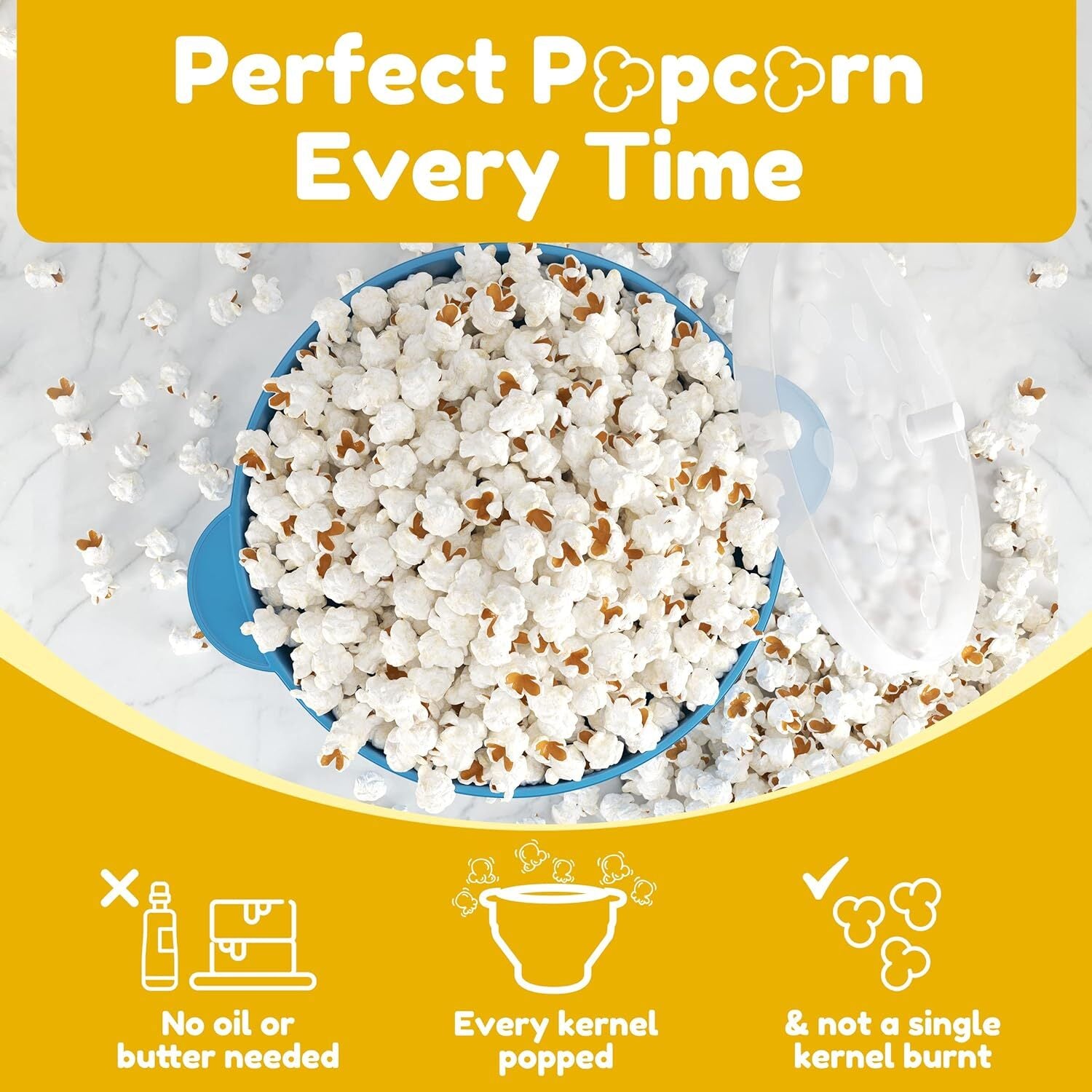 new Popco Silicone Popcorn Maker - Microwave Popper with Handles - Black