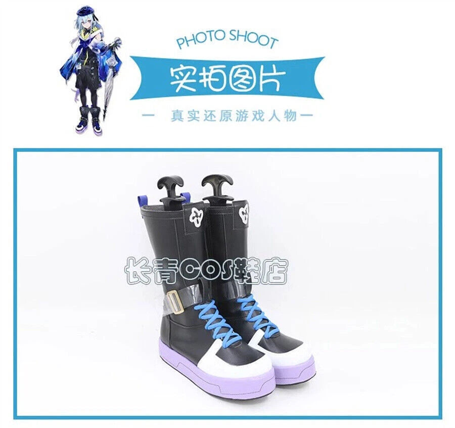Anime Unisex Arknights Mizuki Cosplay PU Shoes Halloween Party Cos Long Boots 07FC0E-D4 - KOEEK