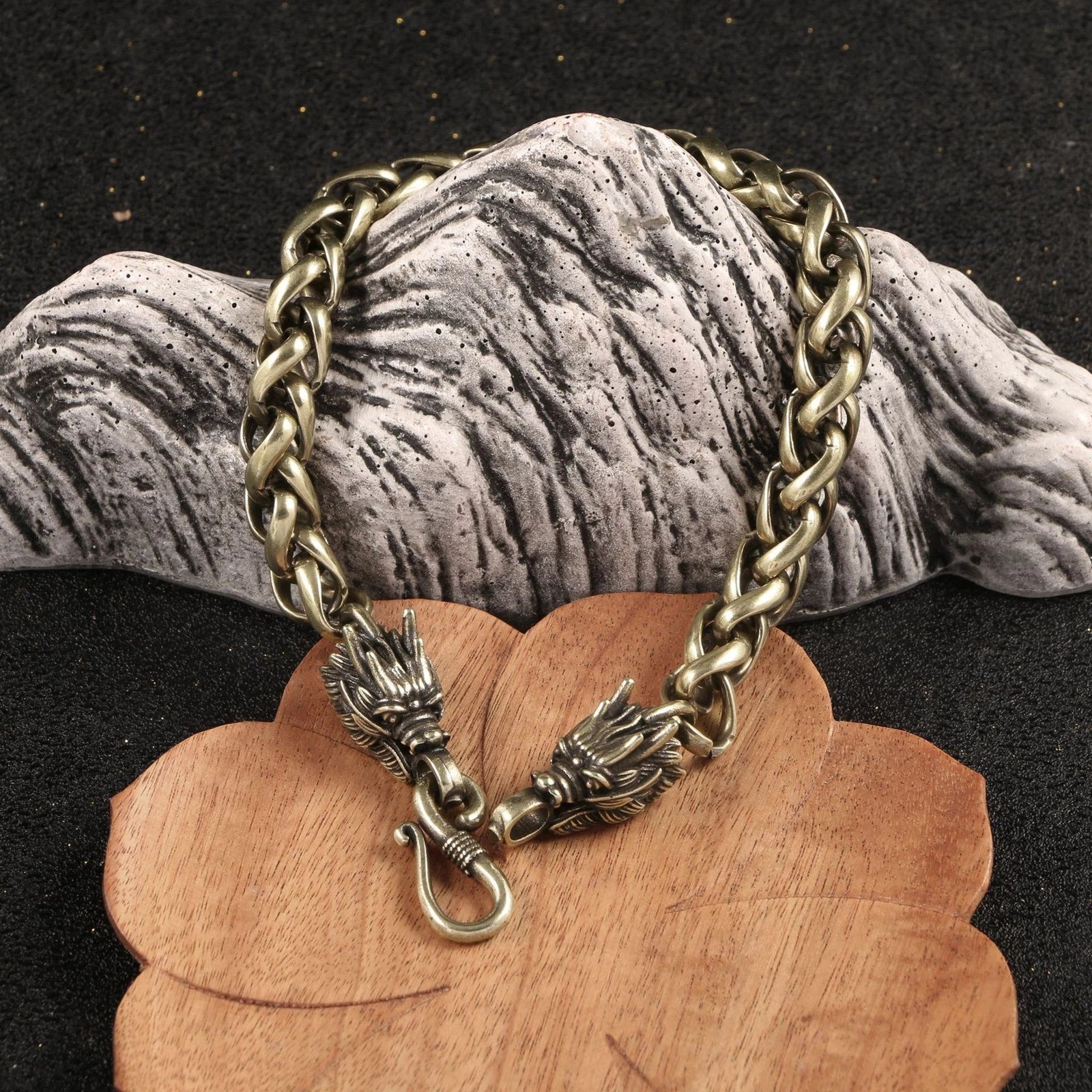 Brass Zodiac Dragon Bracelet Simple Street Dance Fashion Jewelry Men Women 07FC0E-D4 - KOEEK