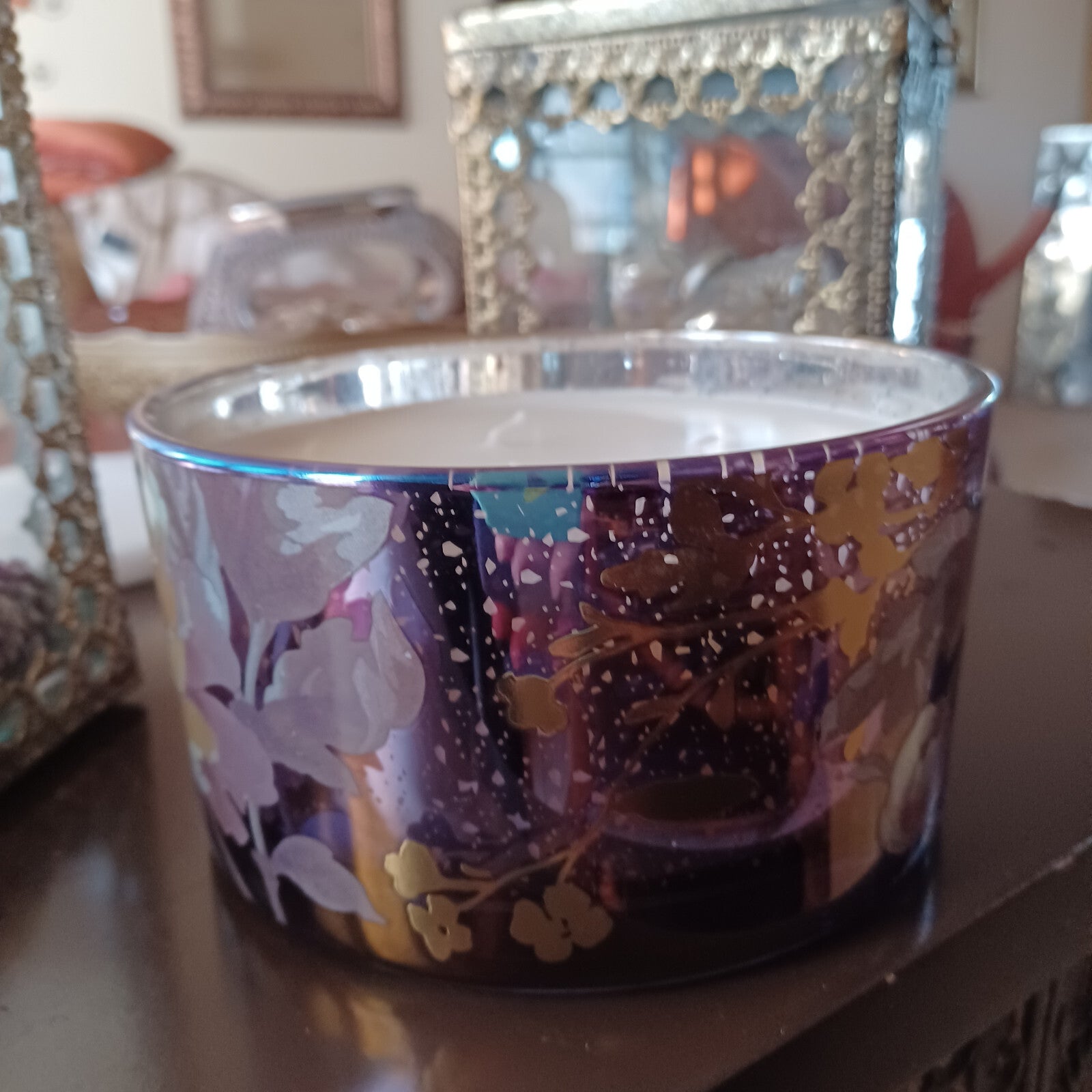 ANTHROPOLOGIE CANDLE ADA FLORAL SUEDED ROSE MERCURY GLASS CANDLE HUGE 23.03 OZ ANTHROPOLOGIE - KOEEK