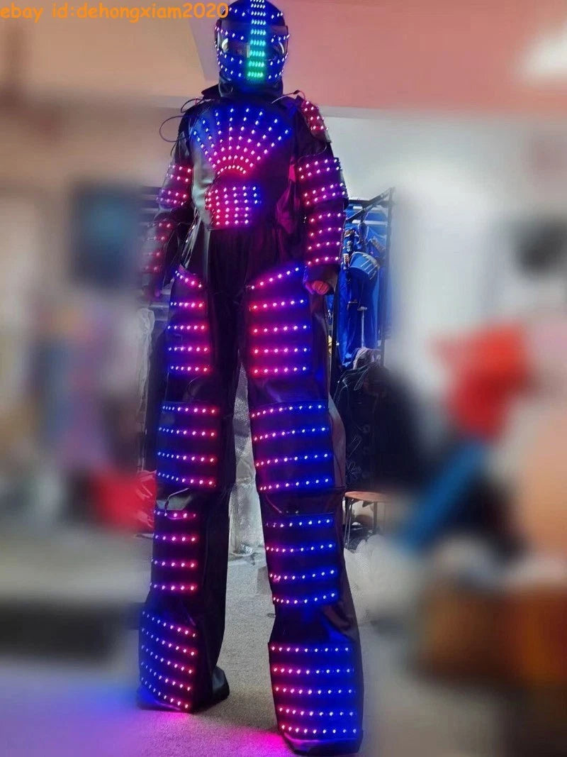 LED Robot Stilt Glowing Clothes Suit DJ Bar Party Show Cosplay Costume 7 Colors 07FC0E-D4 - KOEEK