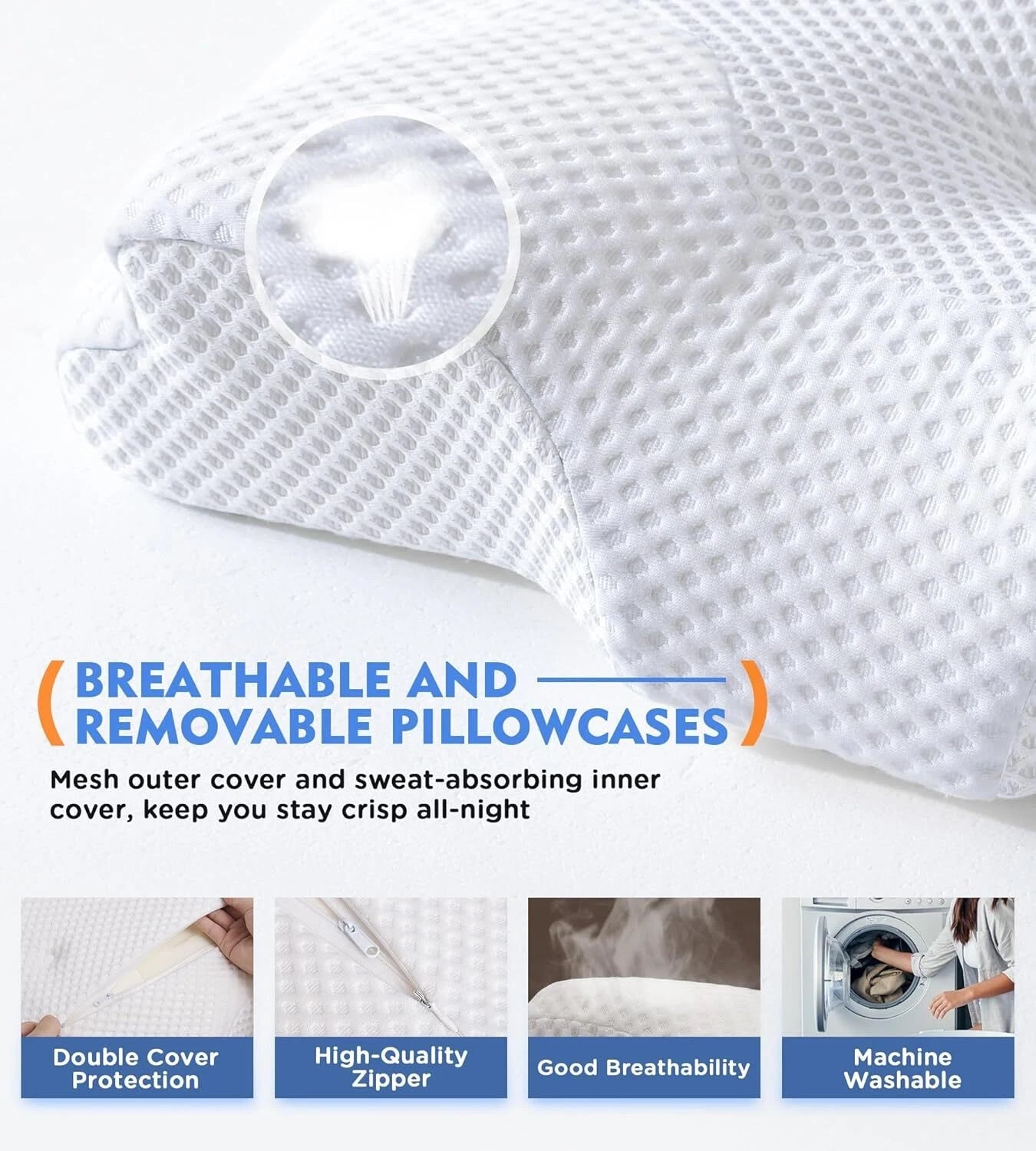 Cervical Pain Relief Cervical Pillow, Adjustable Orthopedic Bed Pillo 07FC0E-D4 - KOEEK