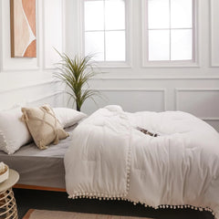 Queen Size Comforter Set Queen Size Comforter Set with Pom Pom Fringe 3Piece Set