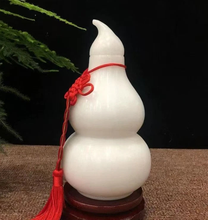 Ornament Decoration Handicrafts Traditional Natural White Jade Covered Gourd 07FC0E-D4 - KOEEK