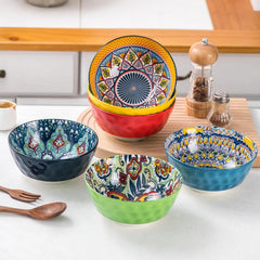 Ceramic Cereal, Soup Bowls Set of 6-25 Oz Porcelain Serving Bowls for Dinner 07FC0E-D4 - KOEEK