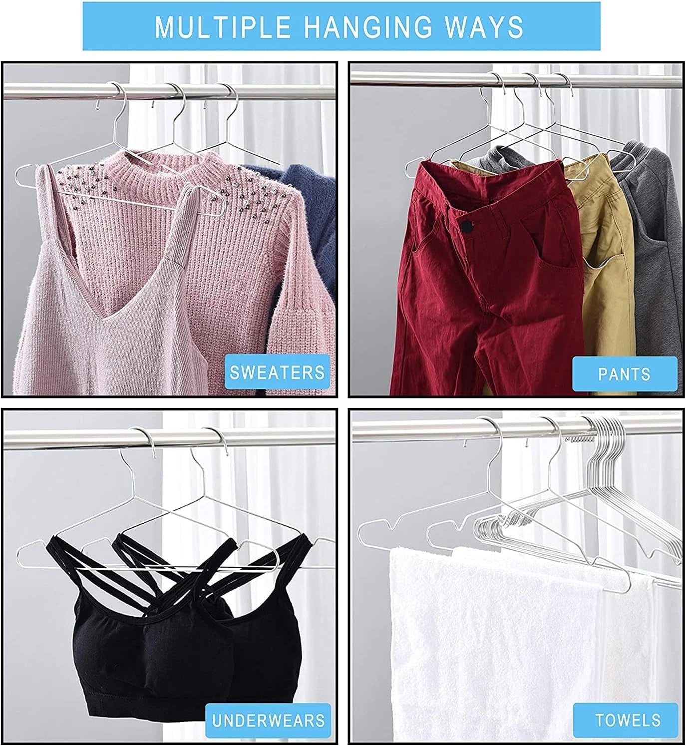 Clothes Hangers Coat 50 Pack 17.7 Inch Large Bulk Wire Hanger Non-Slip Heavy 07FC0E-D4 - KOEEK
