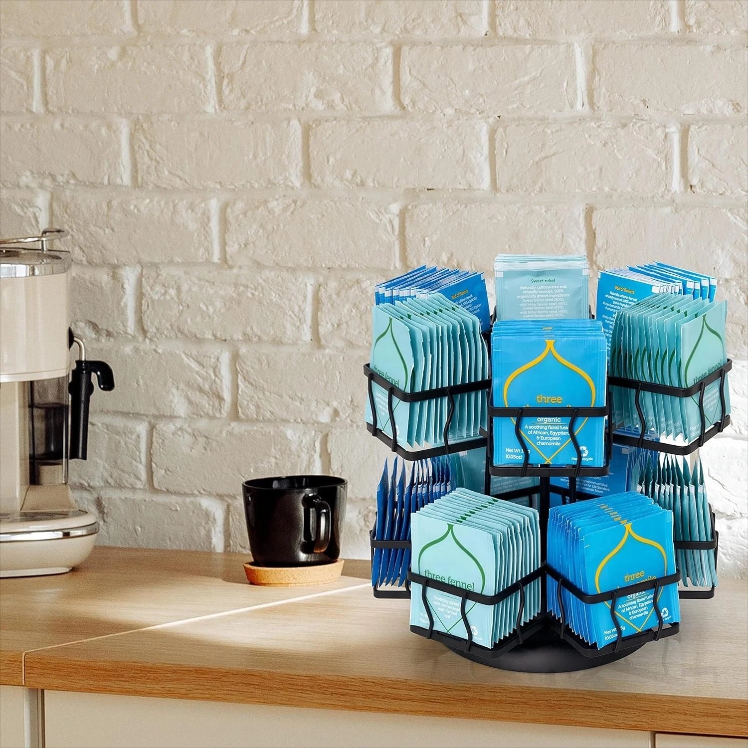 Tea bag storage rack - Rotating carousel stand with 12 compartments 07FC0E-D4 - KOEEK