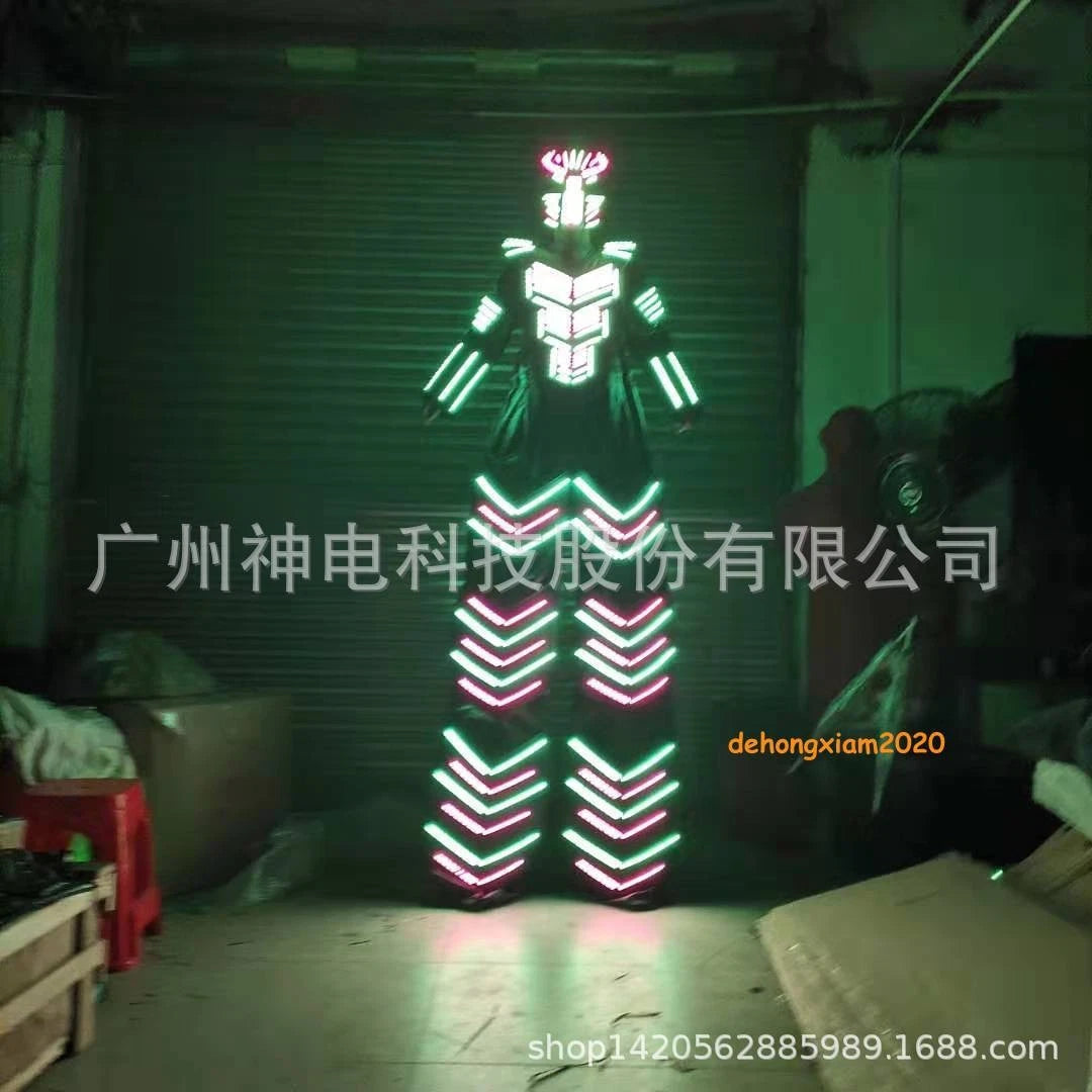 LED Robot Stilt RGB Color Costume Armour Set DJ Party Show Glowing Clothing Suit 07FC0E-D4 - KOEEK