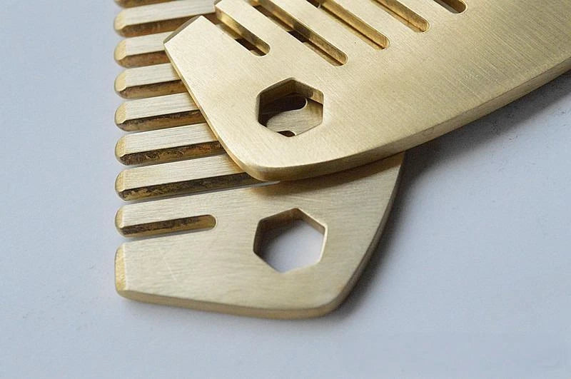 Solid Brass Hair Beared Comb with Bottle Opener Wrench EDC Portable Multi Tools 07FC0E-D4 - KOEEK