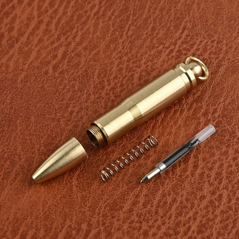 EDC Mini Brass Keychain Ball Pen Necklace pendant pen Emergency Writing Record EDC - KOEEK
