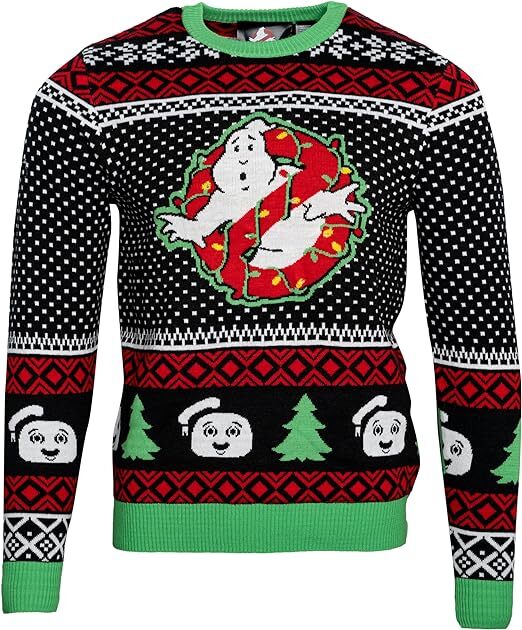 Unisex Ghostbusters Marshmellow Man Xmas Trees Light Up Ugly Christmas Sweater 07FC0E-D4 - KOEEK