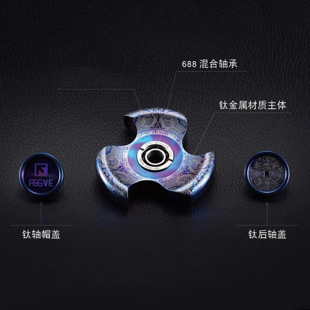 FEGVE Tri Fidget Hand Spinner Triangle Titanium Alloy Finger focus Toy EDC 07FC0E-D4 - KOEEK