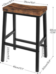 Bar stool, set of 2 bar chairs, 23.6-inch saddle stool 07FC0E-D4 - KOEEK