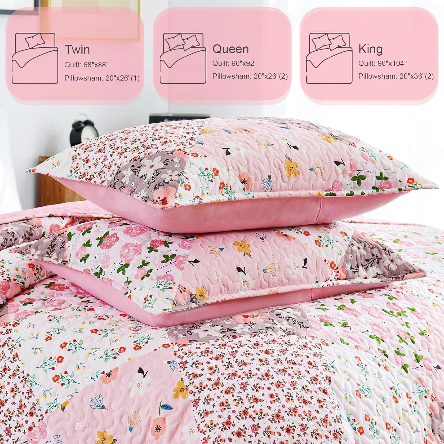 Reversible Patchwork Quilts Full Queen Size, Lightweight Boho Printed Bedspreads 07FC0E-D4 - KOEEK