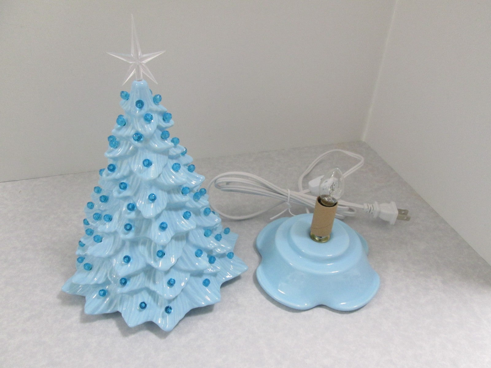 "Light Blue Glazed  Ceramic Christmas Tree"  ly Made/ Extra Lights 07FC0E-D4 - KOEEK