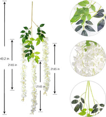 new 12Pcs Artificial Wisteria Flowers 3.6 Feet/Piece White Dense 12 PCS, 07FC0E-D4 - KOEEK