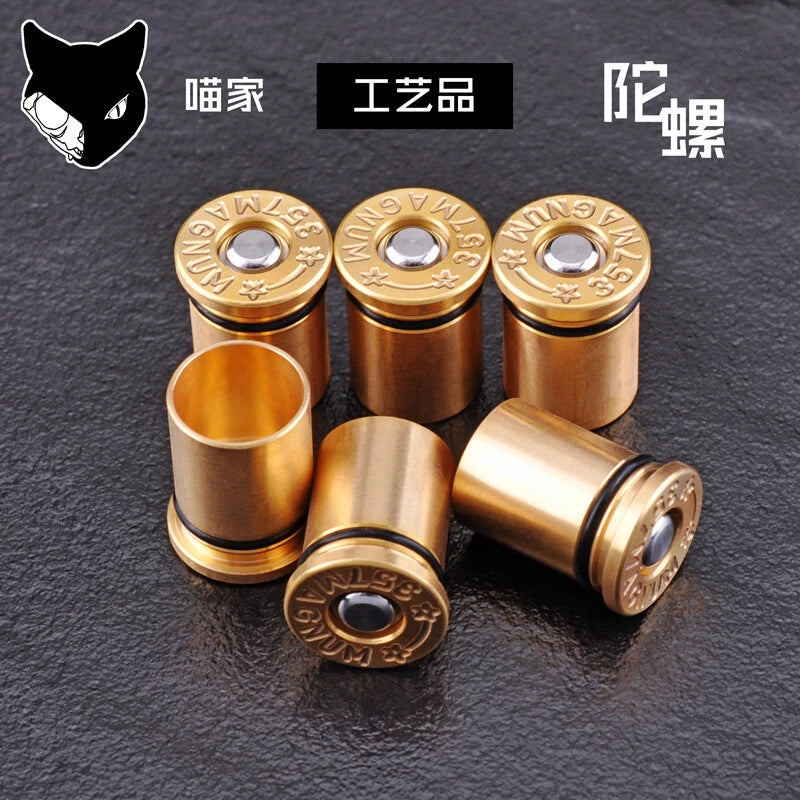 Stainless Steel Revolver Finger Spinner Hand Fidget Pocket EDC Toy Brass Bullets 07FC0E-D4 - KOEEK