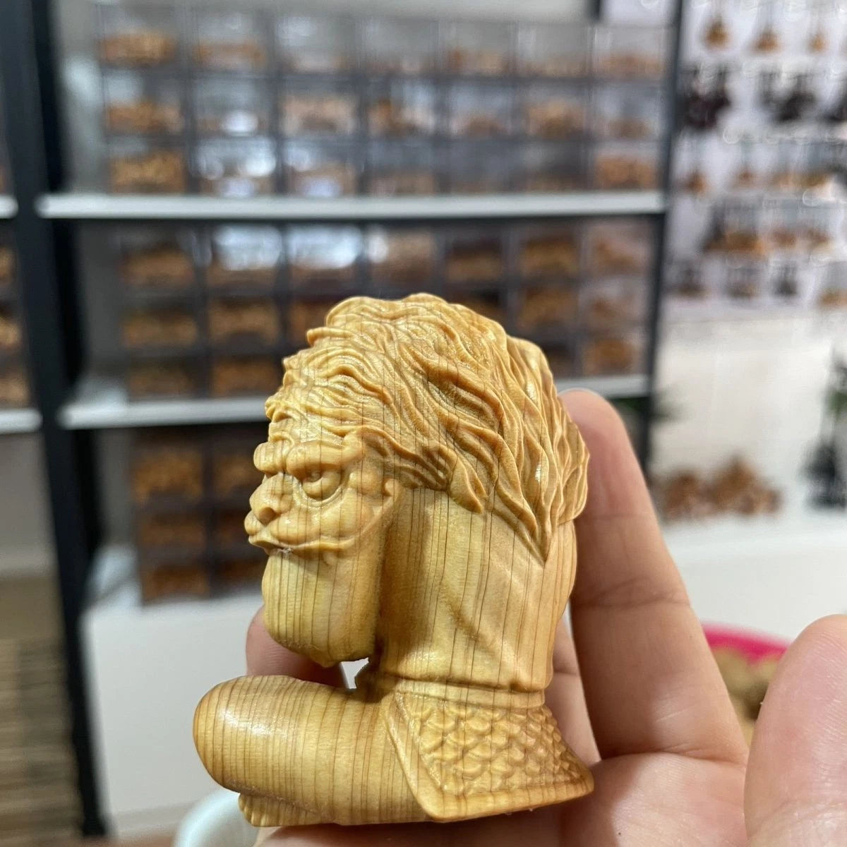 Boxwood Sun Wukong Carving Figurine Qi Tian Da Sheng Home Car Decor 07FC0E-D4 - KOEEK