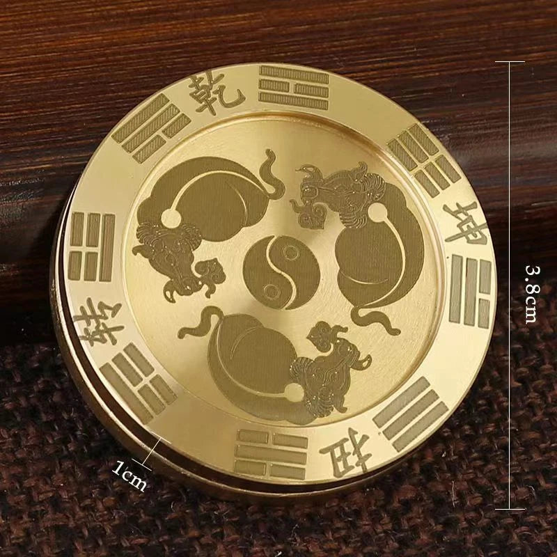 Brass EDC Toy Bagua Haptic Coins Adult Metal Fidget Spinner Toys Stress Relief 07FC0E-D4 - KOEEK