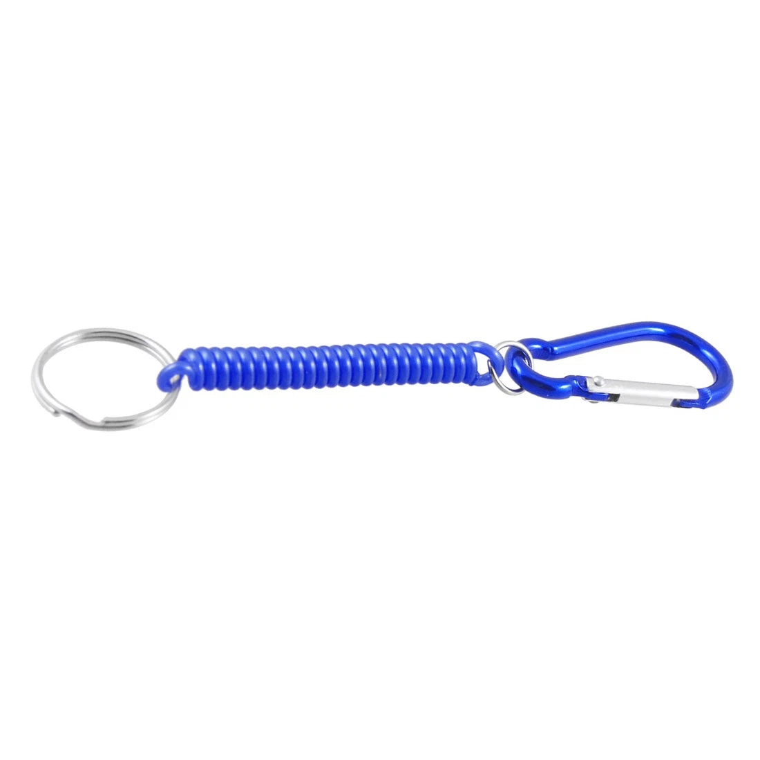 Carabiner Hook Blue Spring Elastic Coil Keychain Key Chain Strap Rope 5.1" 07FC0E-D4 - KOEEK