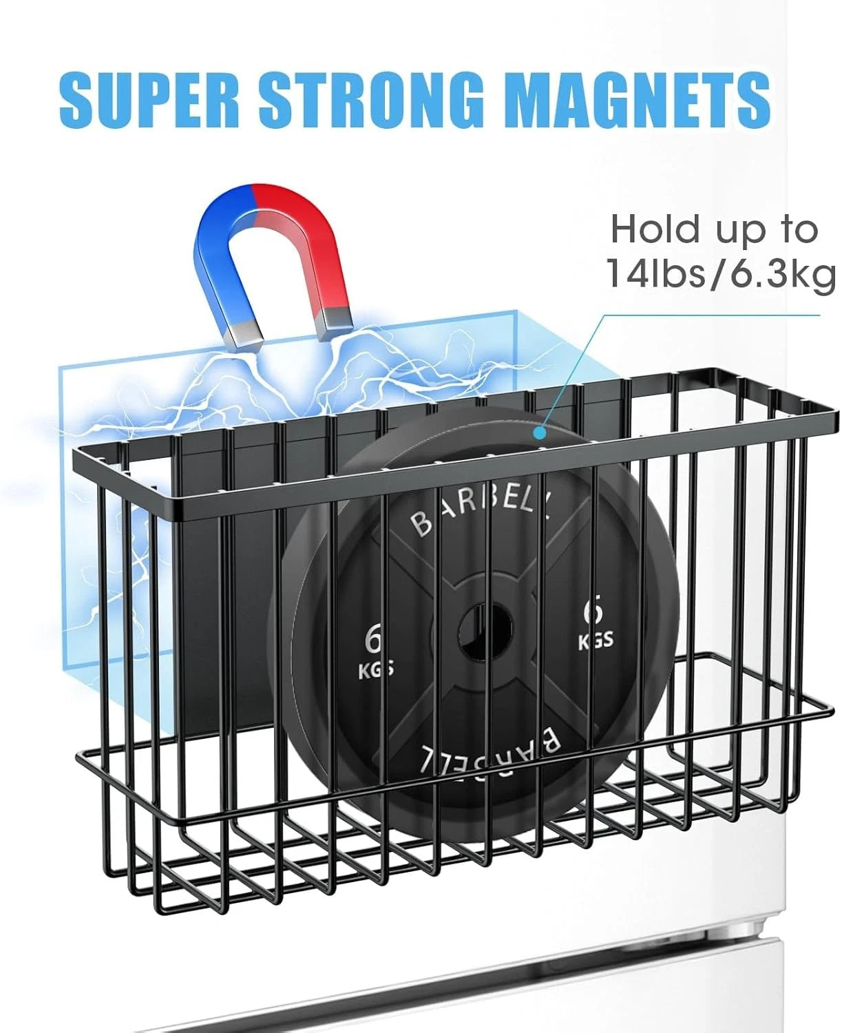 Magnetic metal basket storage rack, dryer ball holder, 2-piece set 07FC0E-D4 - KOEEK