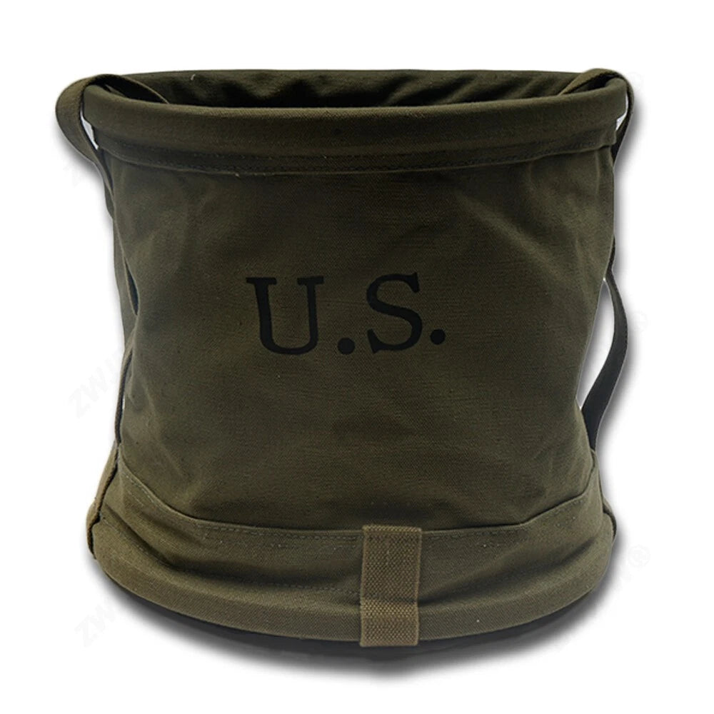 US Military Canvas Water Bucket Portable Folding Water Storage Vessel Green 18L 07FC0E-D4 - KOEEK