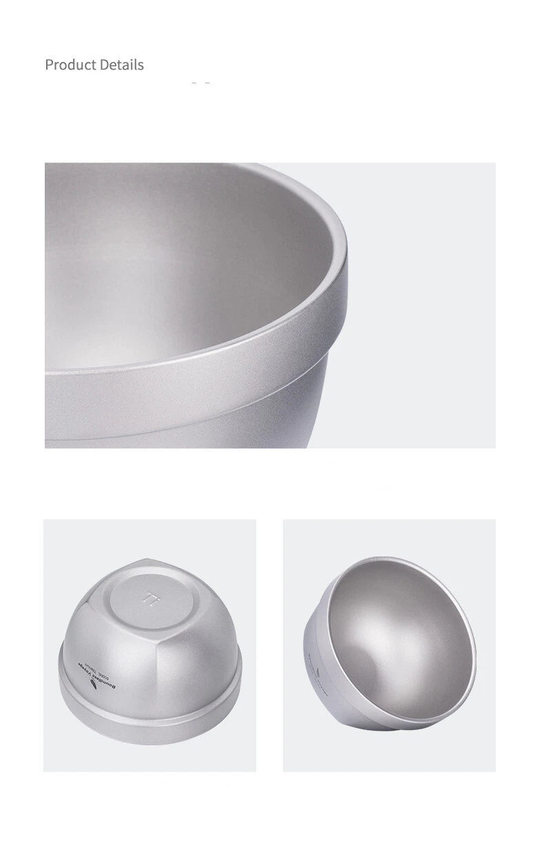 Titanium Bowl 500ml/800ml Double Wall Food Rice Soup Ultralight Metal Bowl Hot 07FC0E-D4 - KOEEK