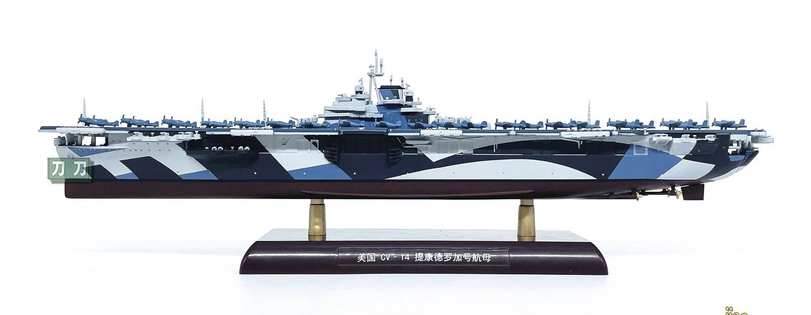 1/1000 WWII US Aircraft Carrier Ticonderoga-class Cruiser CV-14 Model Toy W/base 07FC0E-D4 - KOEEK