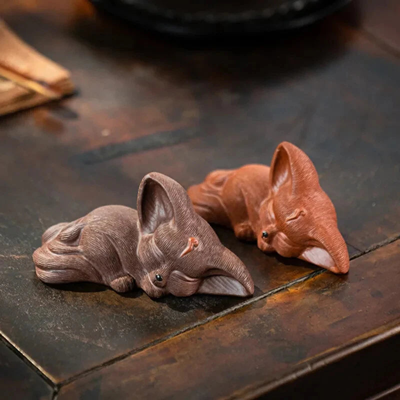 Yixing Purple Clay Sculpture Tea Pet  Fox  Animal Tea Figurine Home Tea Set 07FC0E-D4 - KOEEK