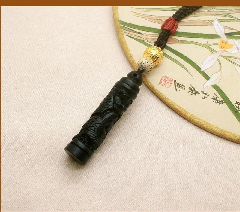 Sandalwood Dragon Pendant Sweater Chain Unisex Handmade Necklace Accessory Gift 07FC0E-D4 - KOEEK