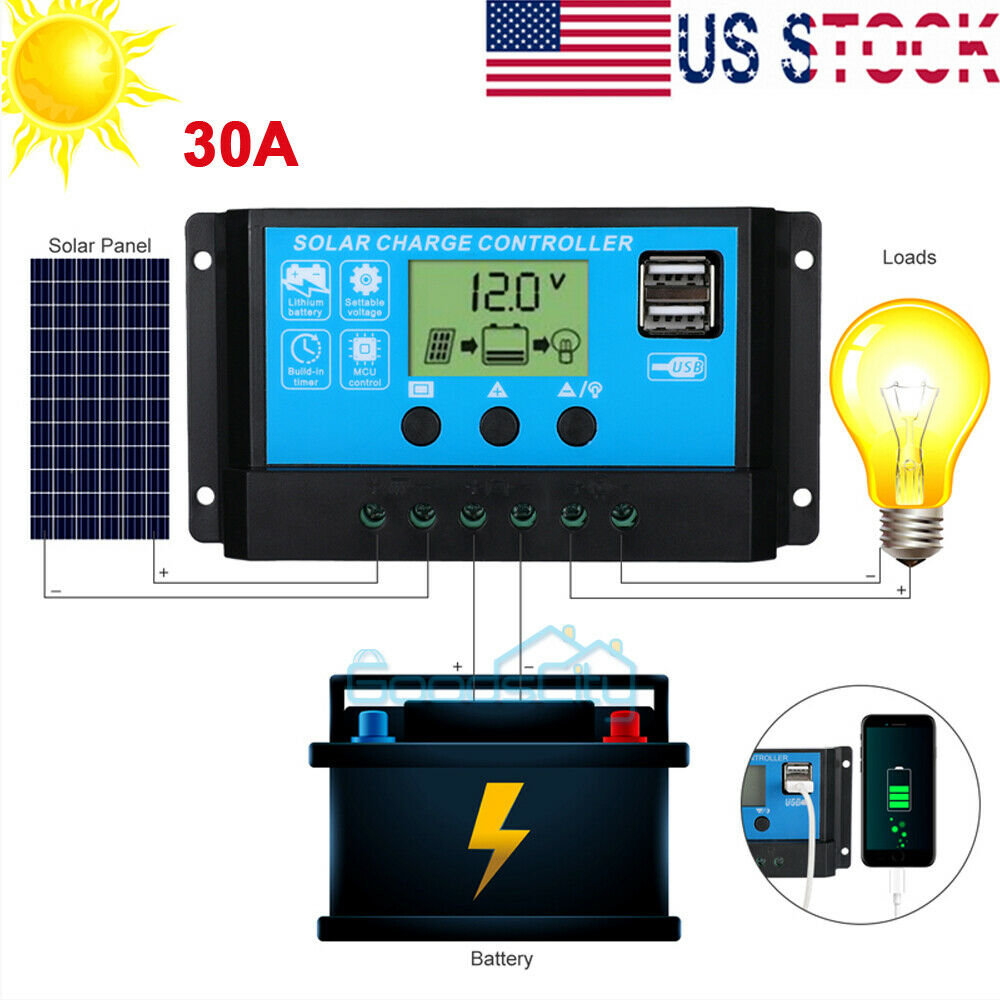 ny 12/24V 60/80/100A MPPT Solar Charge Controller Panel Batteriregulator Dual USB