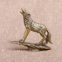 Solid Brass Wolf Figurine Statue Home Ornaments Animal Figurines Gift 07FC0E-D4 - KOEEK