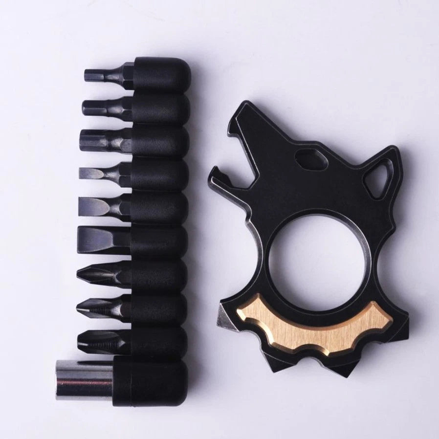 Stainless steel - Titanium alloy Wolf EDC Tool Screwdriver - Brass inlay 07FC0E-D4 - KOEEK