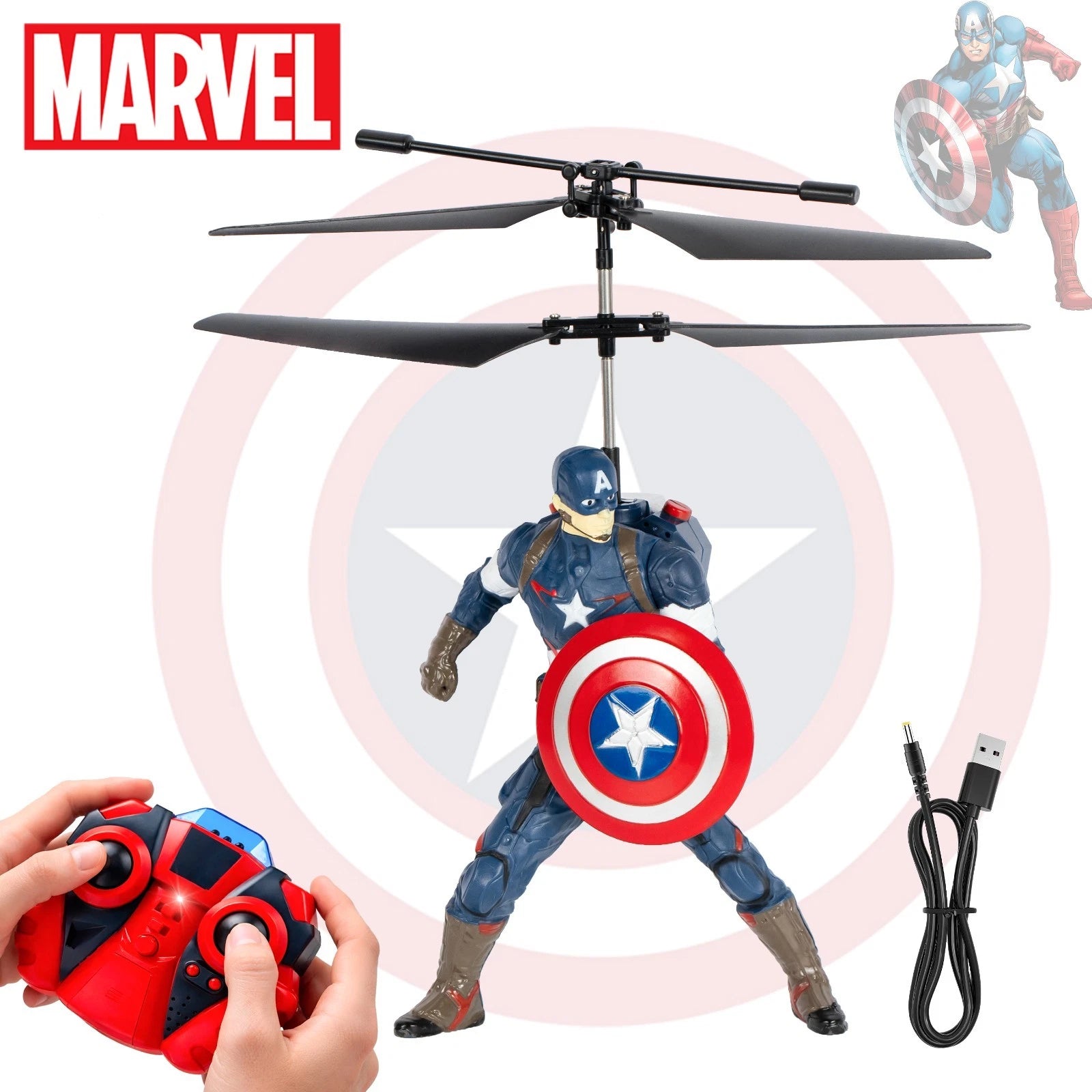 Marvel Avengers Captain America RC Helicopter with LED Lights and Gyro Stabilize MARVEL - KOEEK