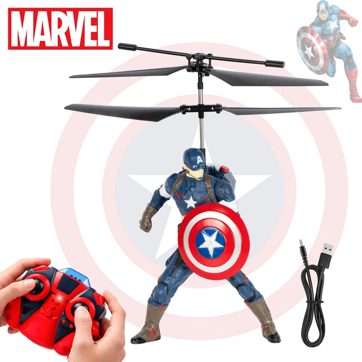 Marvel Avengers Captain America RC Helicopter with LED Lights and Gyro Stabilize MARVEL - KOEEK