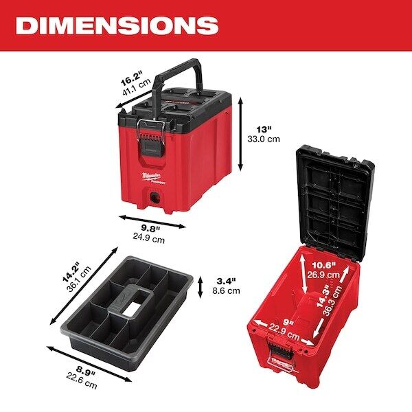 new Milwaukee Tool 48-22-8422 Packout Compact Tool Box, Polypropylene, Black/Red, Milwaukee - KOEEK