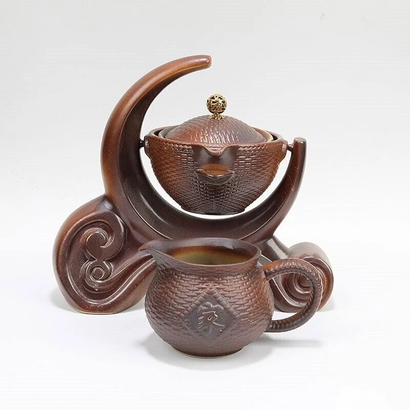 Lazy Man Tea Set Ceramic Teapot Semi Automatic Tea Making Kung Fu Tea Ceremony 07FC0E-D4 - KOEEK