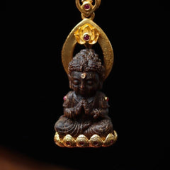 Nha Trang Agarwood Dainichi Nyorai Pendant Necklace Handmade Amulet 07FC0E-D4 - KOEEK